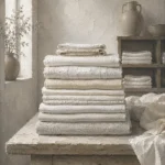 Linen Sentinel Stack Of Precisely Folded Table Linens White Bedroom Wall Art