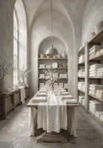 Linen Threshold Long Dining Table White Dining Room Wall Art