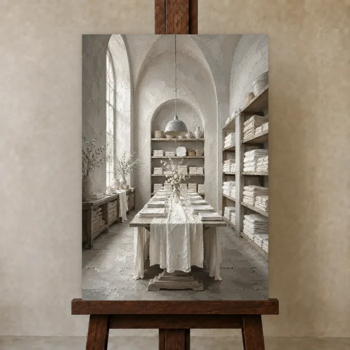 Premium Wall Art Dikey Html Edition – NM3-WHT-LI-V-002 displayed on a studio easel