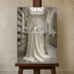 Premium Wall Art Dikey Html Edition – NM3-WHT-LI-V-004 displayed on a studio easel