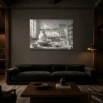 Premium Wall Art Yatay Html Edition – NM3-WHT-PS-H-001 shown in a warm modern interior