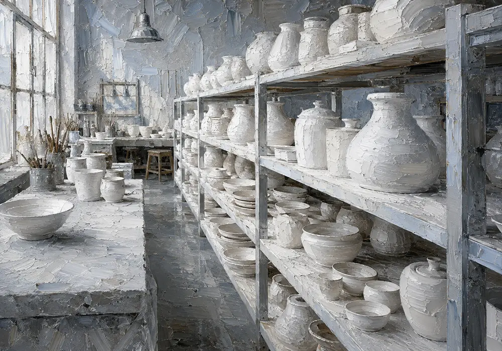 Porcelain White Salon Shelf Of Porcelain Forms White Dining Room Wall Art