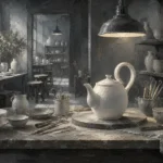 Porcelain White Chronicle Sculptural Teapot White Kitchen Wall Art