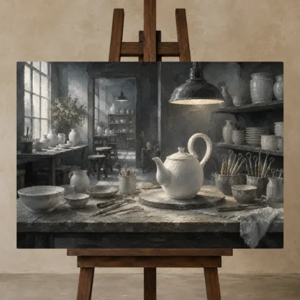 Premium Wall Art Yatay Html Edition – NM3-WHT-PS-H-003 displayed on a studio easel