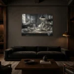 Premium Wall Art Yatay Html Edition – NM3-WHT-PS-H-003 shown in a warm modern interior