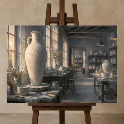 Premium Wall Art Yatay Html Edition – NM3-WHT-PS-H-004 displayed on a studio easel