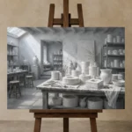 Premium Wall Art Yatay Html Edition – NM3-WHT-PS-H-005 displayed on a studio easel