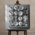 Premium Wall Art Kare Html Edition – NM3-WHT-PS-S-002 displayed on a studio easel