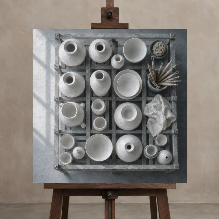 Premium Wall Art Kare Html Edition – NM3-WHT-PS-S-002 displayed on a studio easel
