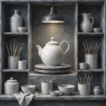 Porcelain White Ritual Sculptural Teapot White Kitchen Wall Art