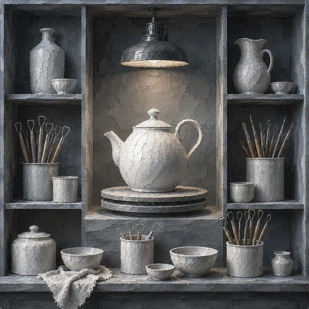Porcelain White Ritual Sculptural Teapot White Kitchen Wall Art