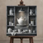 Premium Wall Art Kare Html Edition – NM3-WHT-PS-S-003 displayed on a studio easel