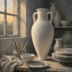 Porcelain White Study Tall Amphora White Living Room Wall Art
