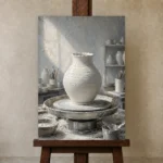 Premium Wall Art Dikey Html Edition – NM3-WHT-PS-V-001 displayed on a studio easel