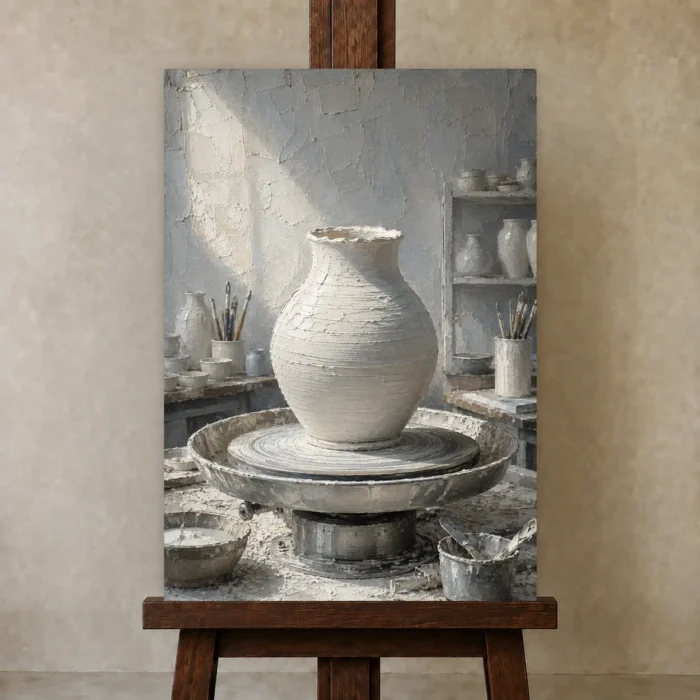 Premium Wall Art Dikey Html Edition – NM3-WHT-PS-V-001 displayed on a studio easel