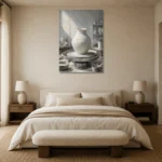 Premium Wall Art Dikey Html Edition – NM3-WHT-PS-V-001 showcased in an elegant minimalist interior