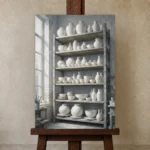Premium Wall Art Dikey Html Edition – NM3-WHT-PS-V-002 displayed on a studio easel