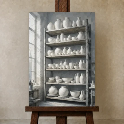 Premium Wall Art Dikey Html Edition – NM3-WHT-PS-V-002 displayed on a studio easel