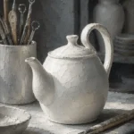 Porcelain White Reliquary Sculptural Teapot White Kitchen Wall Art