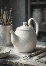 Porcelain White Reliquary Sculptural Teapot White Kitchen Wall Art