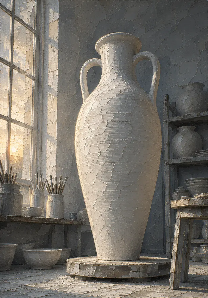 Porcelain White Portrait Tall Amphora White Living Room Wall Art