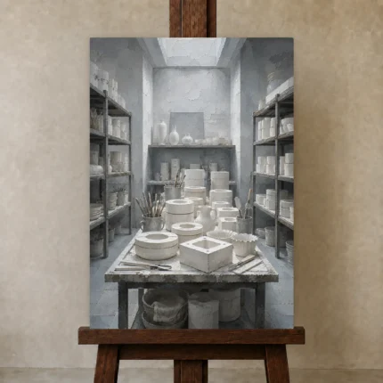 Premium Wall Art Dikey Html Edition – NM3-WHT-PS-V-005 displayed on a studio easel