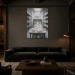 Premium Wall Art Dikey Html Edition – NM3-WHT-PS-V-005 shown in a warm modern interior