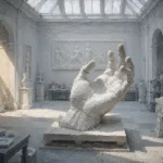 Sculpture Salon Monumental Plaster Hand White Entryway Wall Art
