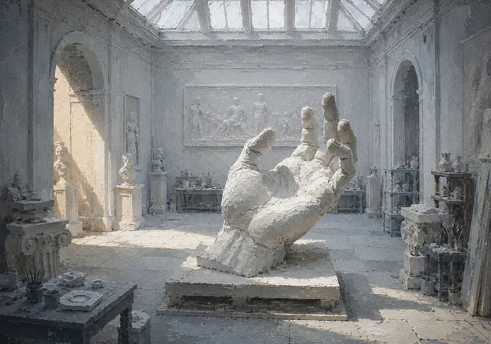 Sculpture Salon Monumental Plaster Hand White Entryway Wall Art