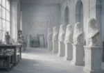 Sculpture Chronicle Row Of Busts White Home Office Wall Art