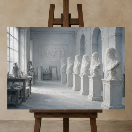 Premium Wall Art Yatay Html Edition – NM3-WHT-SR-H-003 displayed on a studio easel