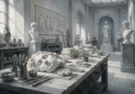 Sculpture Interlude Conservation Table With Brushes And Fragments White Study Wall Art