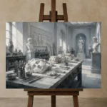 Premium Wall Art Yatay Html Edition – NM3-WHT-SR-H-004 displayed on a studio easel