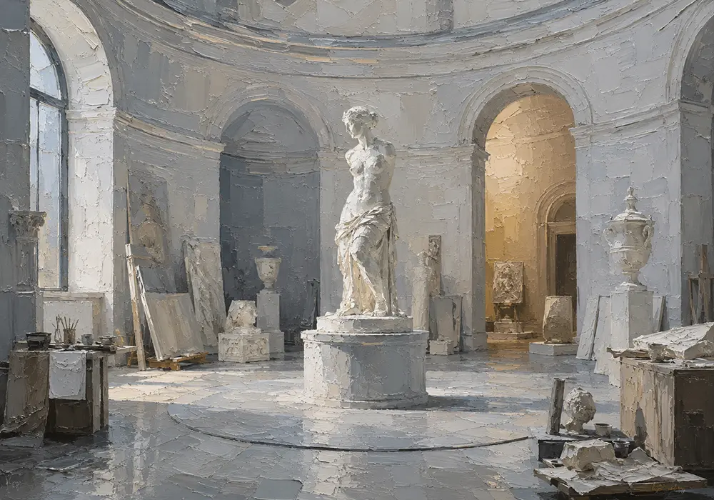 Sculpture Passage Circular Room White Living Room Wall Art