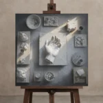 Premium Wall Art Kare Html Edition – NM3-WHT-SR-S-002 displayed on a studio easel