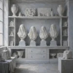 Sculpture Ritual Row Of Busts White Home Office Wall Art