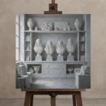 Premium Wall Art Kare Html Edition – NM3-WHT-SR-S-003 displayed on a studio easel