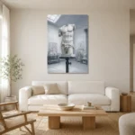 Premium Wall Art Dikey Html Edition – NM3-WHT-SR-V-001 styled in a refined neutral interior
