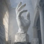 Sculpture Threshold Monumental Plaster Hand White Entryway Wall Art