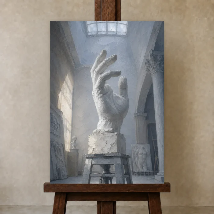 Premium Wall Art Dikey Html Edition – NM3-WHT-SR-V-002 displayed on a studio easel