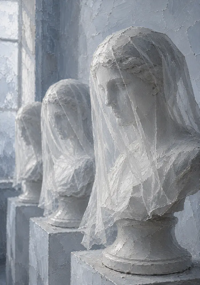 Sculpture Reliquary Row Of Busts White Home Office Wall Art