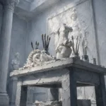 Sculpture Portrait Conservation Table With Brushes And Fragments White Study Wall Art