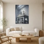 Premium Wall Art Dikey Html Edition – NM3-WHT-SR-V-004 styled in a refined neutral interior