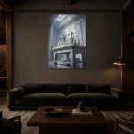 Premium Wall Art Dikey Html Edition – NM3-WHT-SR-V-004 shown in a warm modern interior