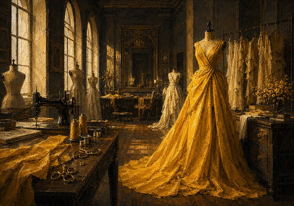 Canary Procession Yellow Couture Gown Yellow Dressing Room Wall Art
