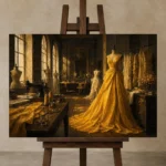Premium Wall Art Yatay Html Edition – NM3-YLW-CA-H-001 displayed on a studio easel