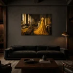 Premium Wall Art Yatay Html Edition – NM3-YLW-CA-H-001 shown in a warm modern interior