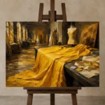 Premium Wall Art Yatay Html Edition – NM3-YLW-CA-H-002 displayed on a studio easel
