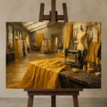 Premium Wall Art Yatay Html Edition – NM3-YLW-CA-H-003 displayed on a studio easel