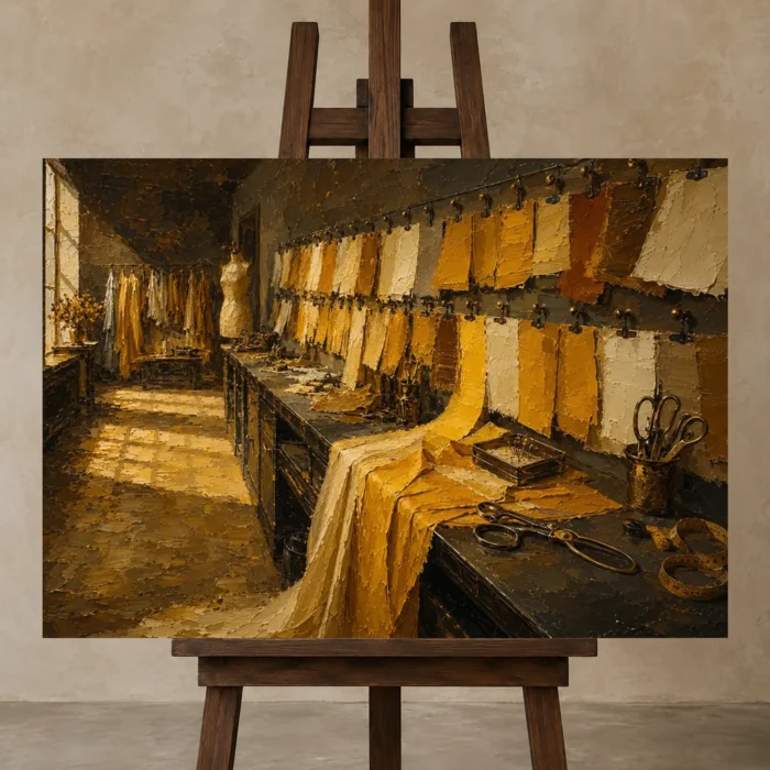 Premium Wall Art Yatay Html Edition – NM3-YLW-CA-H-004 displayed on a studio easel